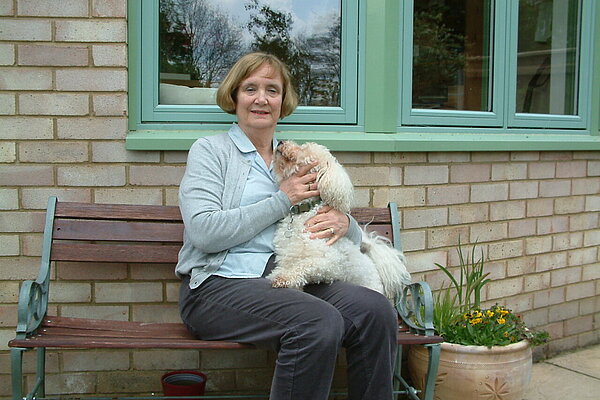 Adrienne with pet dog