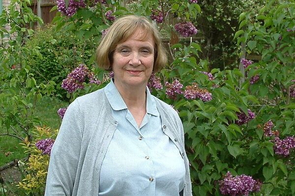 Adrienne in garden