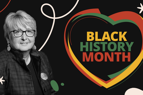 Graphic showing Christine Jardine next to a Black History Month logo